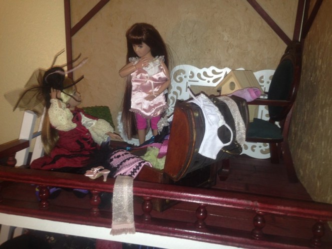 Tori and Mistletoe making mischief in the loft.